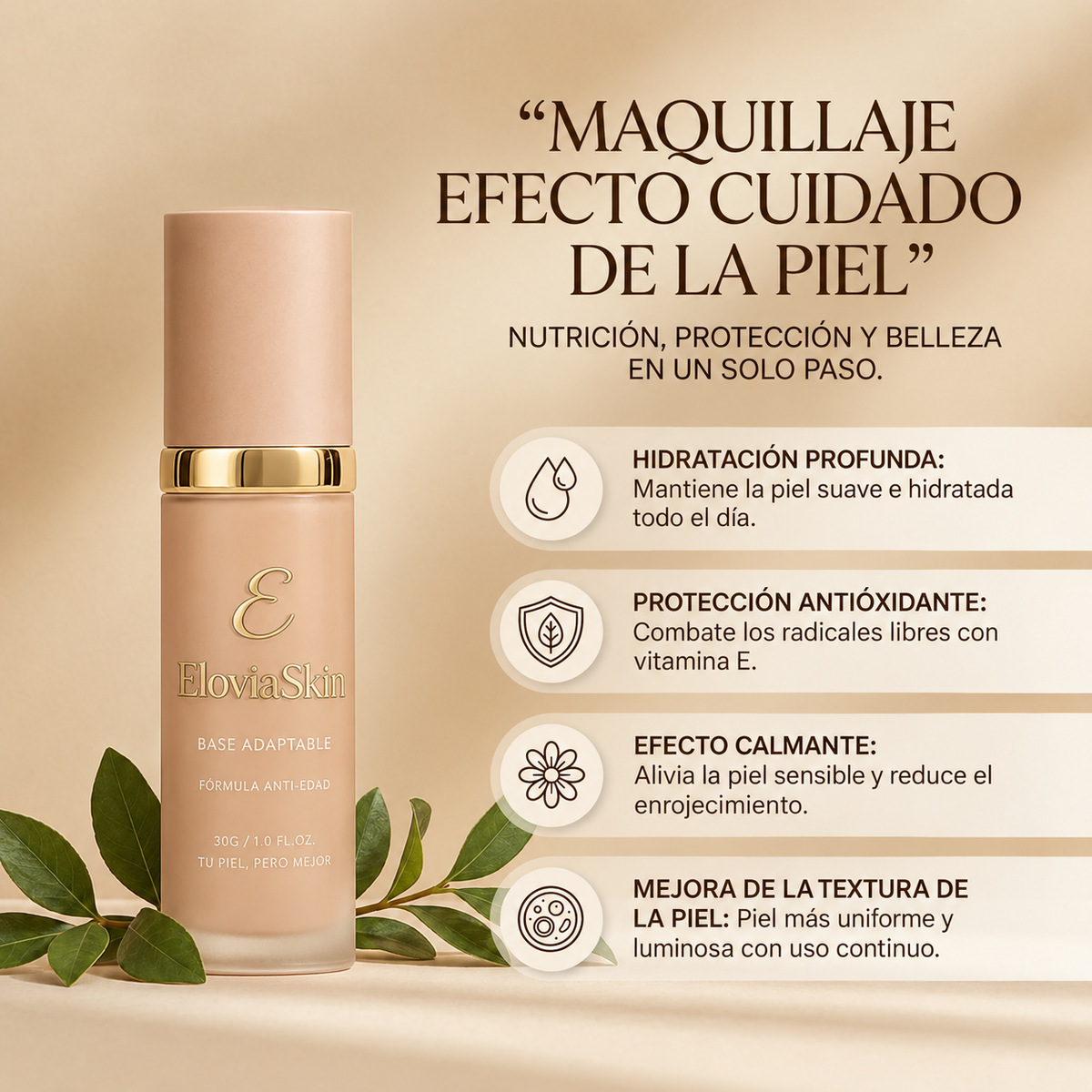 EloviaSkin SPF50 – Base de maquillaje adaptativa